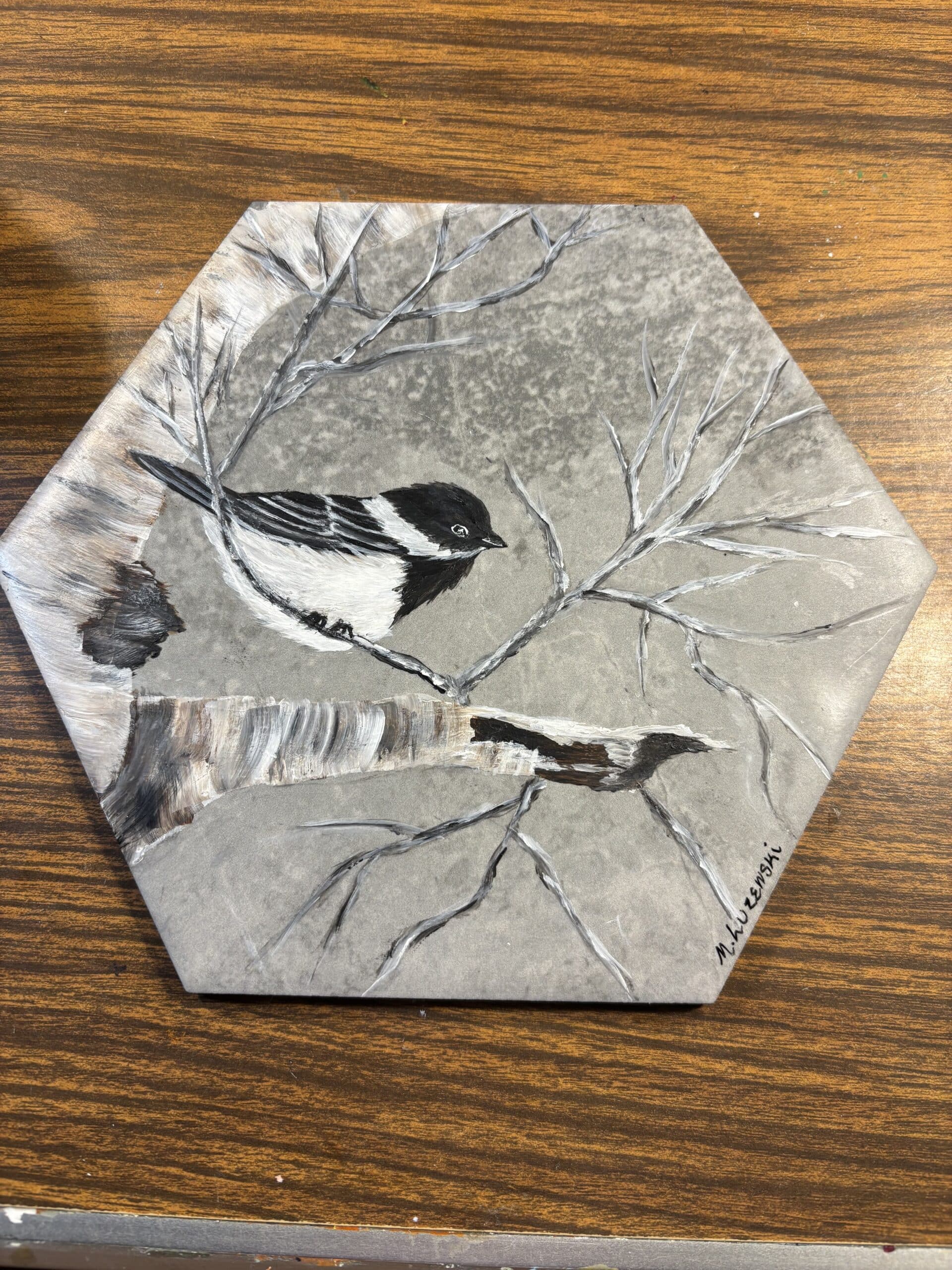 Maureen Luzenski Chickadee on Tile